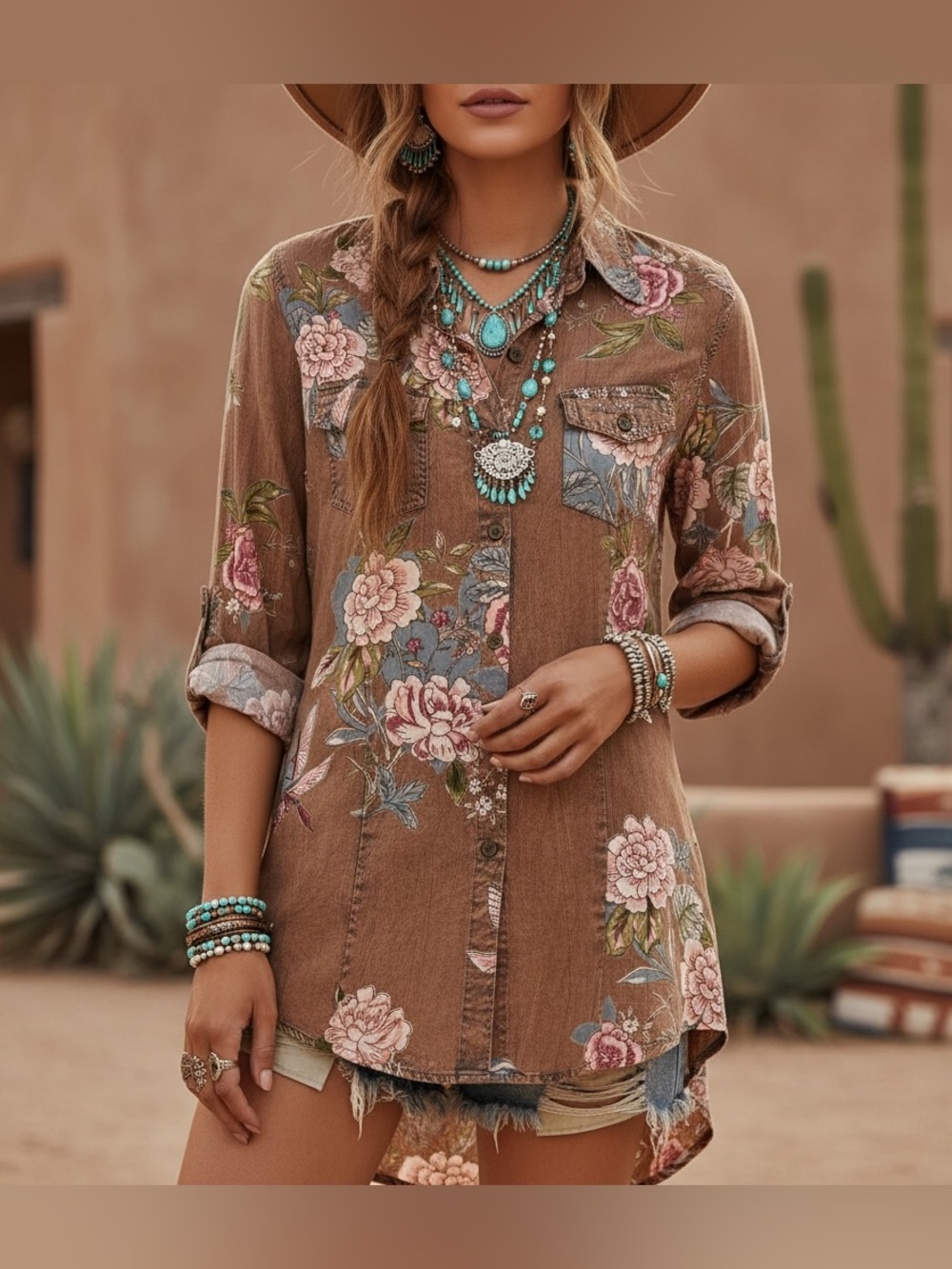 NWOT! Lola P Floral Acid Was High-Low Tunic, SMALL